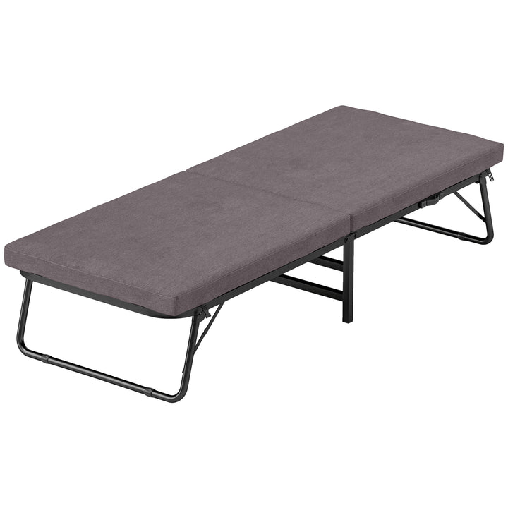 Cama Dobrável 70x180 cm com Colchão de Espuma Cama Dobrável com Encosto Ajustável em 5 Posições e Rodas Cama para Convidados Carga 120 kg Marrom
