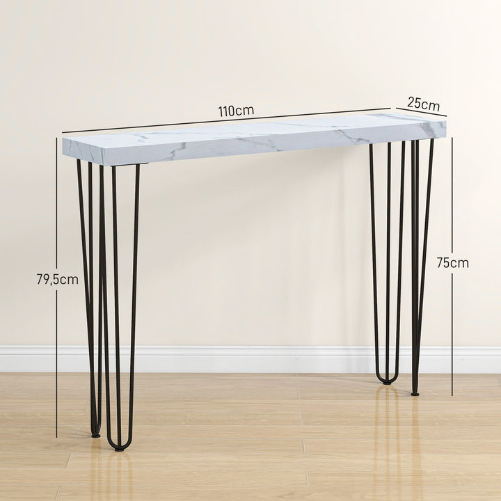 Mesa Consola Moderna Mesa de Entrada com Patas de Aço Anti-Tombo Móvel de Entrada para Sala de Estar Corredor 110x25x79,5 cm Branco