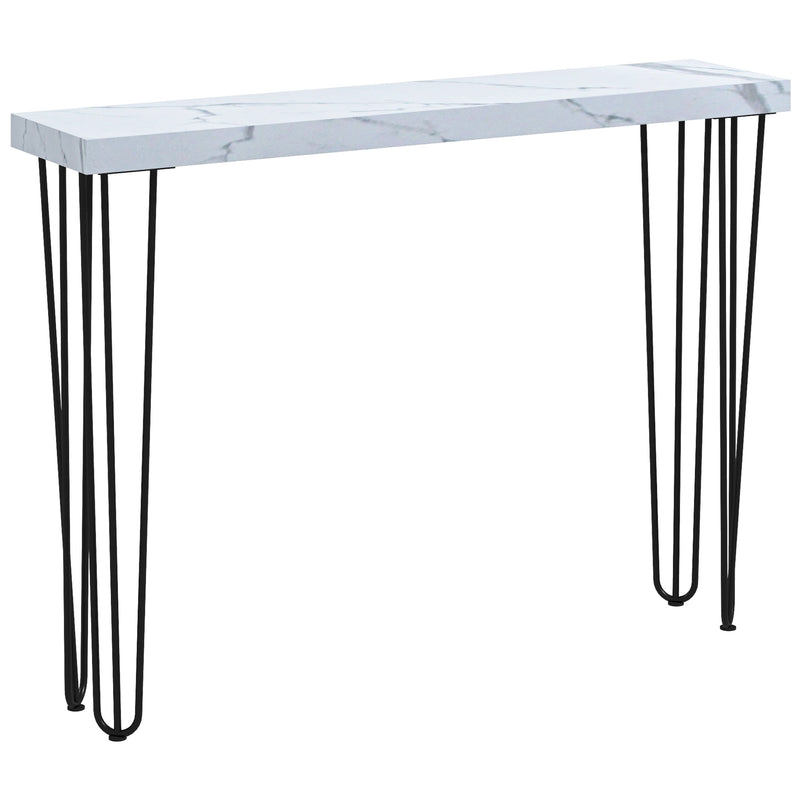 Mesa Consola Moderna Mesa de Entrada com Patas de Aço Anti-Tombo Móvel de Entrada para Sala de Estar Corredor 110x25x79,5 cm Branco