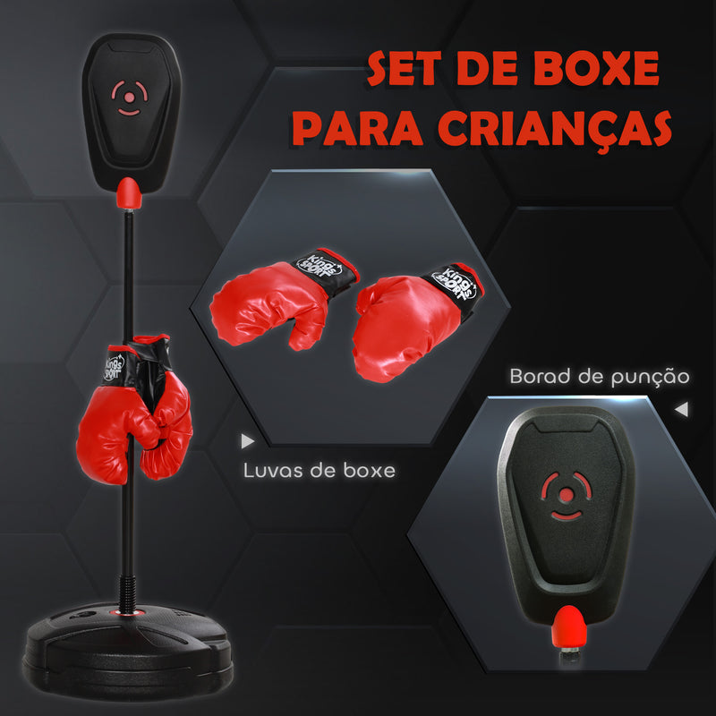 Punching Ball para Crianças acima de 5 anos Kit de Boxe para Crianças com Luvas de Boxe Altura Ajustável 88-124 cm e Base Preenchível Preto