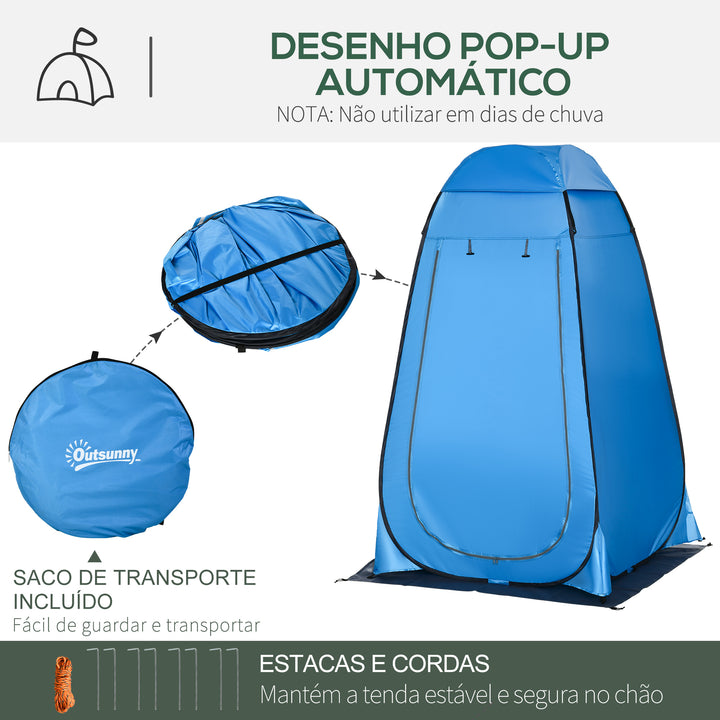 Tenda de Duche Tenda de Privacidade Portátil com 1 Gancho Bolso Bolsa de Transporte e UV20+ para Duche Trocador Sanita 126x124x189 cm Azul