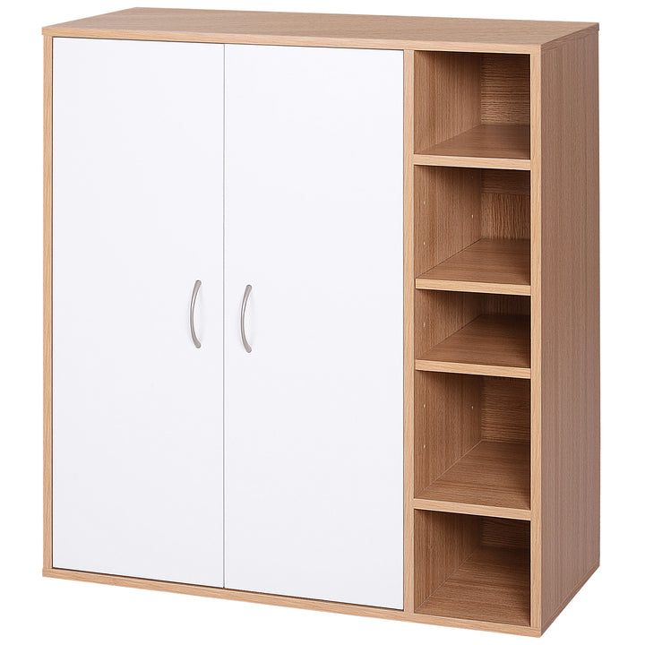Móvel Organizador de Armazenamento Multiúsos com Portas e Prateleiras Ajustáveis 80x32x90,5cm