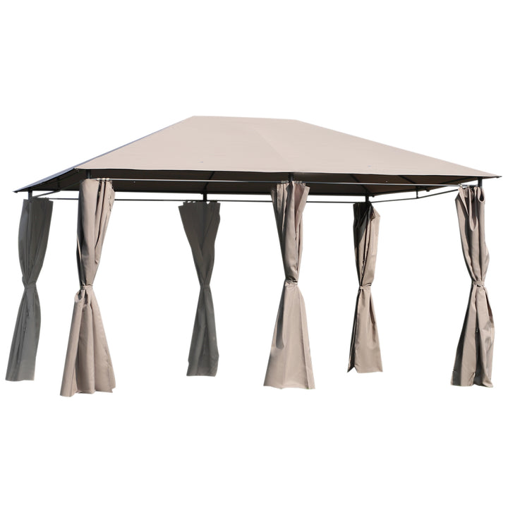 Pérgola de Jardim 4x3x2,64m com telhado parede lateral à prova d'água Aço Caqui