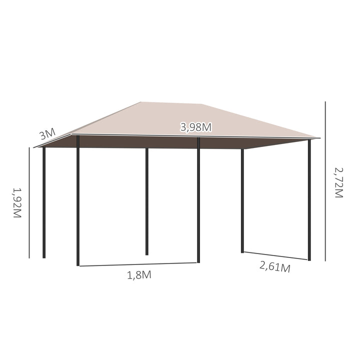 Pérgola de Jardim 4x3x2,64m com telhado parede lateral à prova d'água Aço Caqui