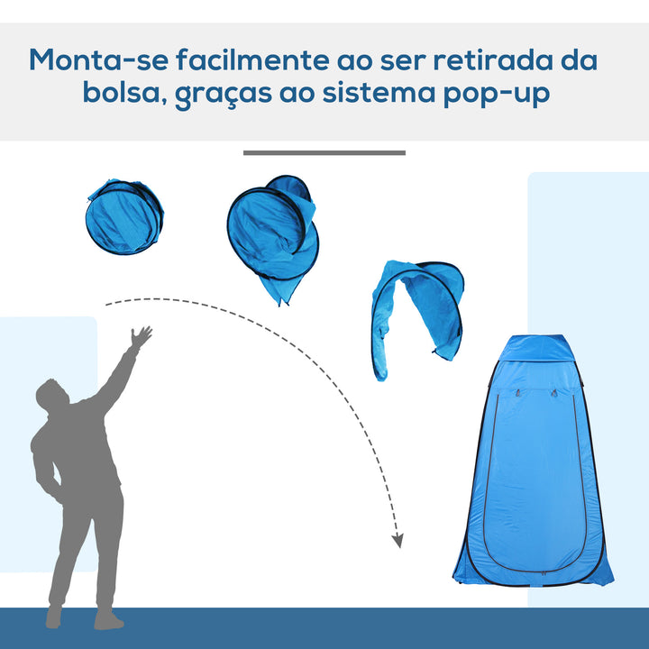 Tenda de acampamento multifuncional leve dobrável e estável à prova d'água com sistema POP-UP 120x120x190 cm Azul