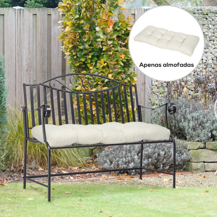 Almofada para Bancos de 2 Lugares 110x48x8cm Almofada Retangular para Interiores e Exteriores Lavável com Costura Elegante e Confortável para Bancos Sofás Creme