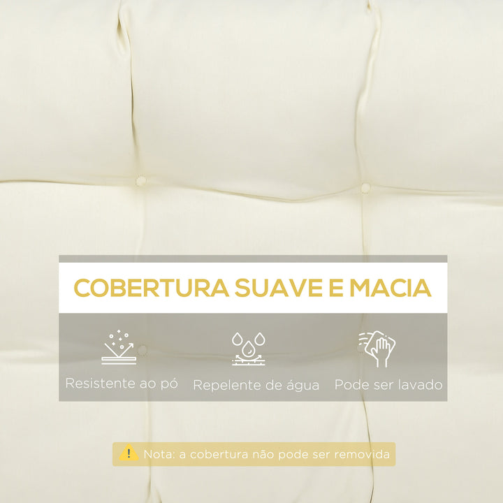 Almofada para Bancos de 2 Lugares 110x48x8cm Almofada Retangular para Interiores e Exteriores Lavável com Costura Elegante e Confortável para Bancos Sofás Creme
