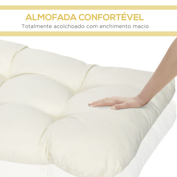 Almofada para Bancos de 2 Lugares 110x48x8cm Almofada Retangular para Interiores e Exteriores Lavável com Costura Elegante e Confortável para Bancos Sofás Creme