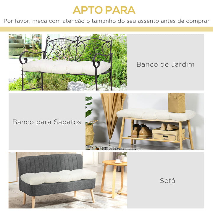Almofada para Bancos de 2 Lugares 110x48x8cm Almofada Retangular para Interiores e Exteriores Lavável com Costura Elegante e Confortável para Bancos Sofás Creme