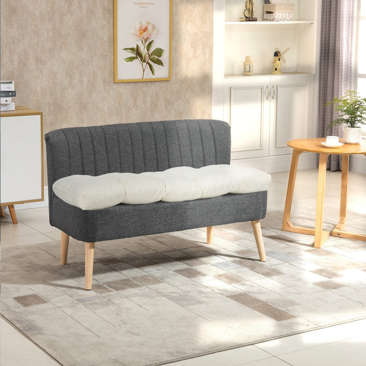 Almofada para Bancos de 2 Lugares 110x48x8cm Almofada Retangular para Interiores e Exteriores Lavável com Costura Elegante e Confortável para Bancos Sofás Creme