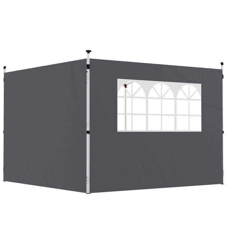 2 Paredes Laterais para Tendas de 295x200 cm Laterais de Substituição para Pavilhão de Tecido Oxford com Janela para Jardim Exterior Festas Cinzento Escuro