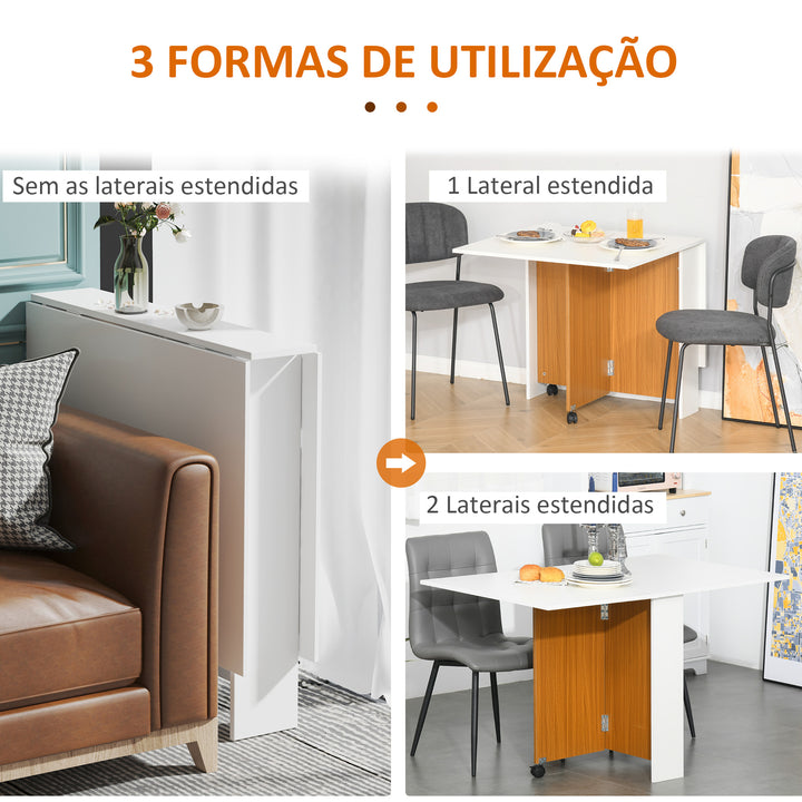 Mesa de jantar dobrável com rodas Prateleira multifuncional de 3 vias