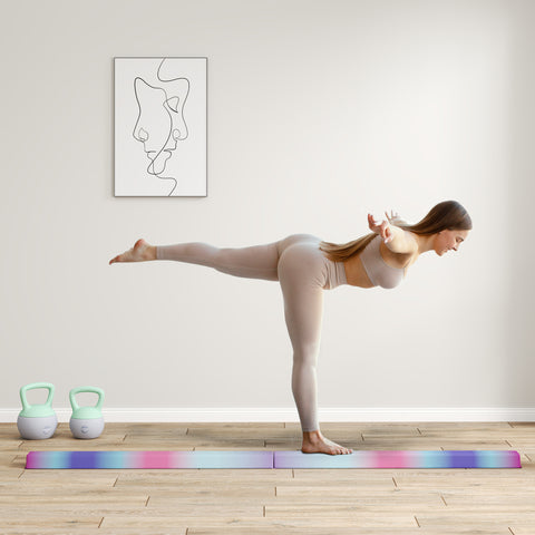 Barra de Equilíbrio de Ginástica Dobrável 236 cm Barra de Ginástica Artística com Base Antiderrapante Viga de Equilíbrio para Crianças Principiantes Ginastas Profissionais Treino em Casa