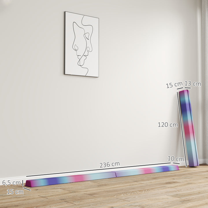 Barra de Equilíbrio de Ginástica Dobrável 236 cm Barra de Ginástica Artística com Base Antiderrapante Viga de Equilíbrio para Crianças Principiantes Ginastas Profissionais Treino em Casa