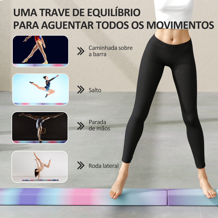 Barra de Equilíbrio de Ginástica Dobrável 236 cm Barra de Ginástica Artística com Base Antiderrapante Viga de Equilíbrio para Crianças Principiantes Ginastas Profissionais Treino em Casa