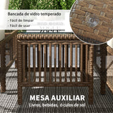 Conjunto de 2 Espreguiçadeiras de Jardim Espreguiçadeiras de Vime Sintético com Mesa de Centro Encosto Reclinável em 5 Posições e Almofadas Suaves 196x54x32cm Bege