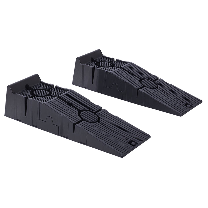Conjunto de 2 Rampas para Carro em Plástico Portáteis Carga até 2,5 Toneladas para Carros Estándares SUVs, Furgões Pequenos 91x30x21 cm, Preto