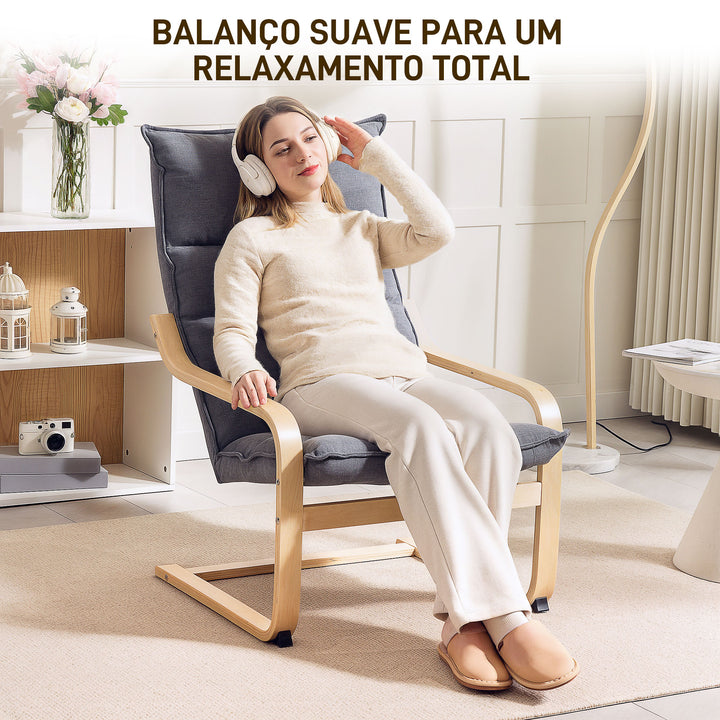 Poltrona de Sala de Estar Moderna Poltrona com Encosto Alto Apoio para os Braços e Pés de Madeira Estofada em Veludo Poltrona para Dormitório Sala de Estar 67x83x105 cm Cinzento