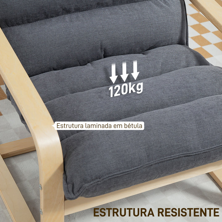 Poltrona de Sala de Estar Moderna Poltrona com Encosto Alto Apoio para os Braços e Pés de Madeira Estofada em Veludo Poltrona para Dormitório Sala de Estar 67x83x105 cm Cinzento