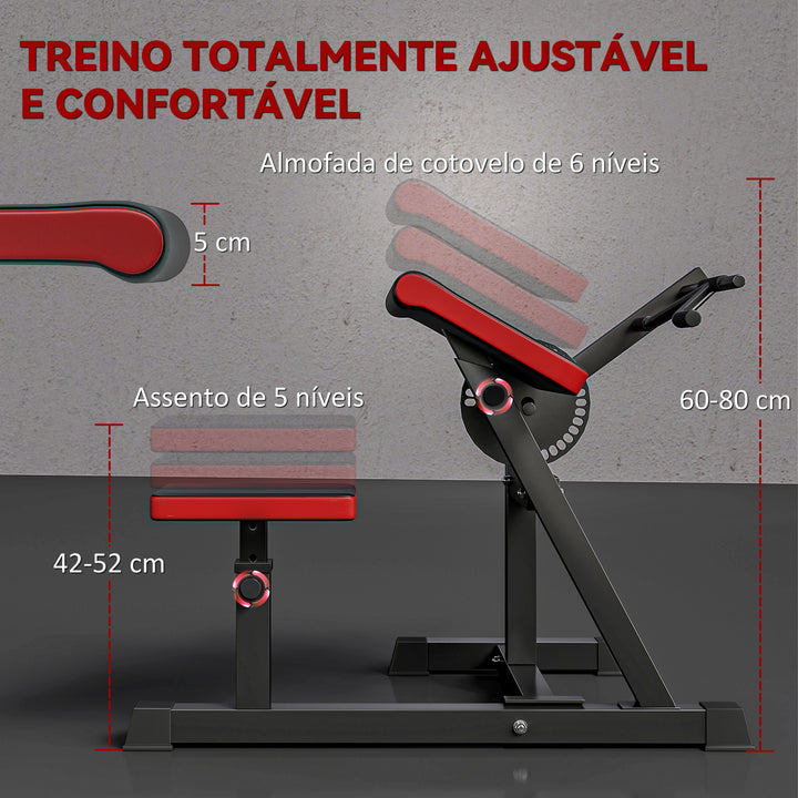 Máquina de Bíceps e Tríceps 2 em 1 Banco de Curl de Pregador com Assento e Suporte de Cotovelo Ajustáveis Máquina de Curl de Bíceps e Extensão de Tríceps para Treino em Ginásio Casa 105x95x80 cm Preto