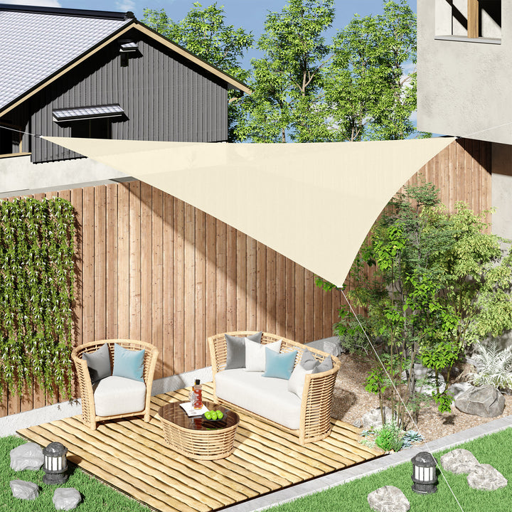 Toldo Vela triangular 5x5x5m para Terraço Jardim Camping Creme