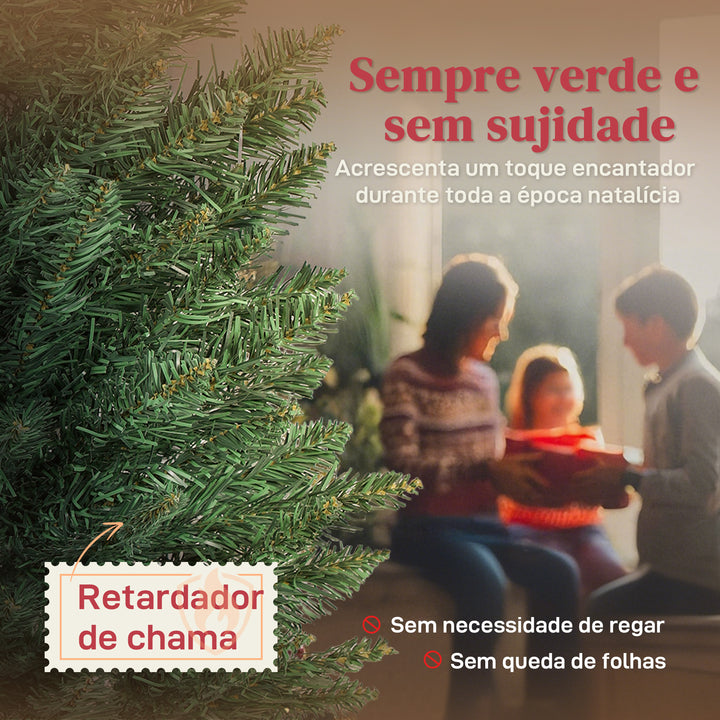 Árvore de Natal Slim 180 cm Árvore de Natal Artificial com 321 Ramos Suporte Metálico Fácil de Montar Decoração para Interior Casa Escritório Verde