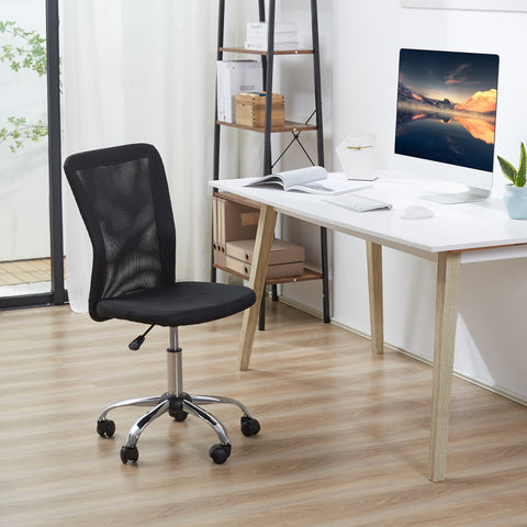 Cadeira de Escritório de Malha Cadeira de Escritório Giratória sem Apoio para os Braços com Altura Ajustável Carga Máxima 100 kg para Escritório Dormitório 43x58x90-100 cm Preto