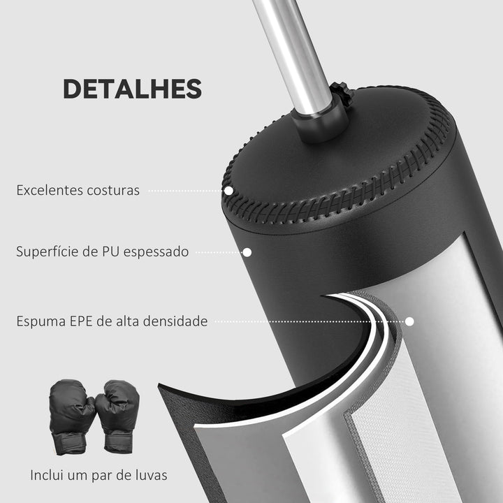Punching Ball de Boxe com Altura Ajustável com Barra Giratória 360° e Base Preenchida Punching Ball para Boxe 88x48x155-205 cm Preto