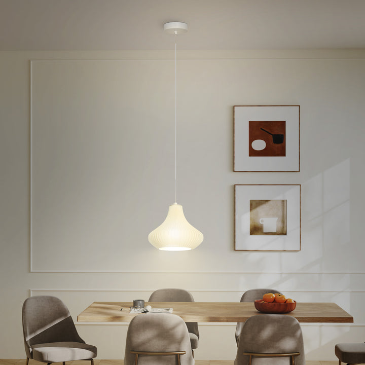 Candeeiro Suspensoo Moderno Candeeiro de Teto com Ecrã de Impressão 3D Iluminação para Sala de Jantar Cozinha Sala de Estar Bar Restaurante Ø20,5x17,5 cm Branco