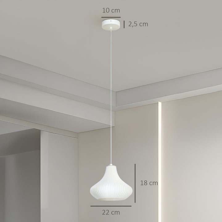 Candeeiro Suspensoo Moderno Candeeiro de Teto com Ecrã de Impressão 3D Iluminação para Sala de Jantar Cozinha Sala de Estar Bar Restaurante Ø20,5x17,5 cm Branco