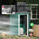 Abrigo de Jardim Exterior 1,5 m² 163x89x182 cm Abrigo Metálico para Ferramentas com Porta de Correr e Teto Inclinado para Pátio Verde