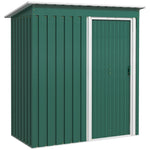 Abrigo de Jardim Exterior 1,5 m² 163x89x182 cm Abrigo Metálico para Ferramentas com Porta de Correr e Teto Inclinado para Pátio Verde