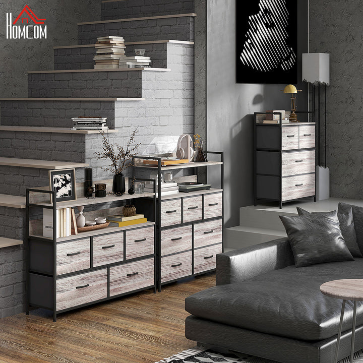 Cómoda de Quarto Armário de Armazenamento com 4 Gavetas Dobráveis Prateleira Aberta e Estrutura de Aço para Sala Entrada 60x29x85 cm Cinzento