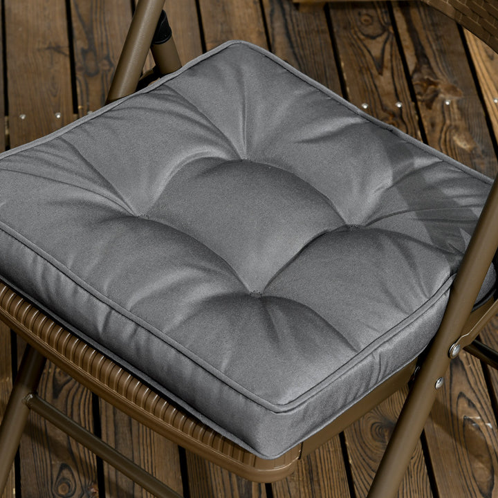 Conjunto de Almofadas para Cadeiras de Jantar 42x42x5 cm Jogo de 4 Peças Almofadas para Cadeiras de Jardim Impermeáveis com 2 Amarras de Fixação Cinzento