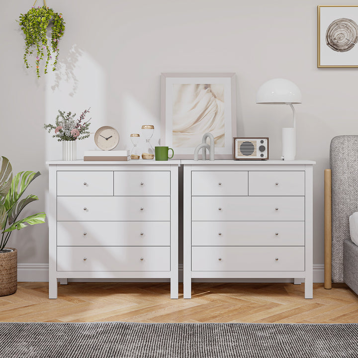 Cómoda com 5 Gavetas Cómoda de Quarto com Pés Elevados Cómoda para Sala Escritório Estilo Moderno 79x39,5x80,5 cm Branco