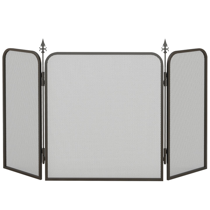 Frente para Lareira de 3 Painéis Proteção para Lareira Dobrável Frente para Lareira de Metal 96x1,3x56 cm Preto