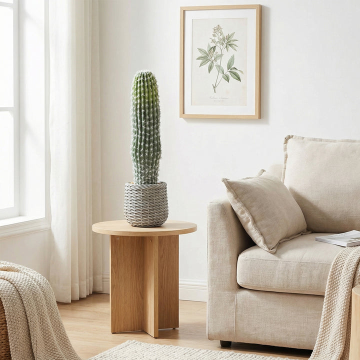 Cacto Artificial 66 cm Planta Artificial Decorativa com Vaso para Decoração de Interiores Casa Escritório Sala Verde
