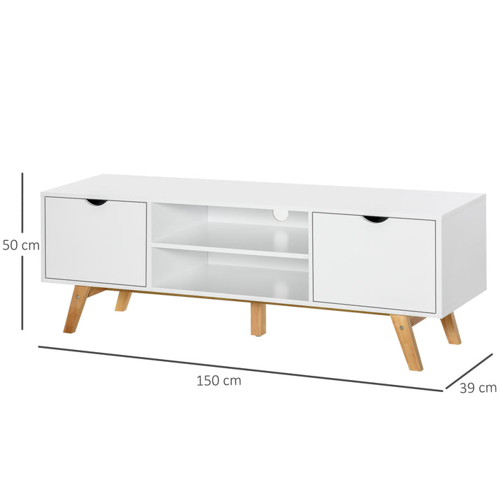 Armário de Televisão com armários Prateleiras Gerenciamento de cabos 150x39x50 Branco