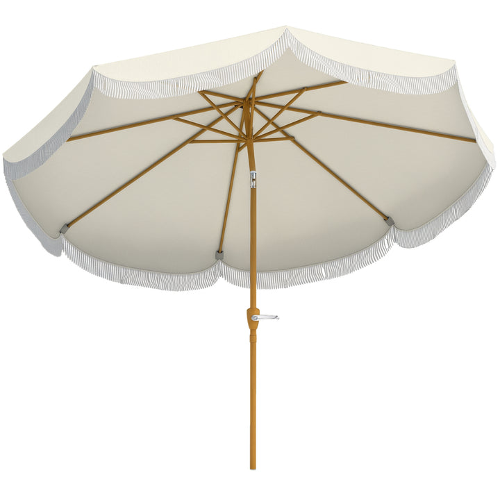 Chapéu de Sol de Jardim Ø269 cm Chapéu de Sol de Exterior com Ângulo Ajustável e Manivela Proteção UV30+ Chapéu de Sol para Pátio Varanda Bege
