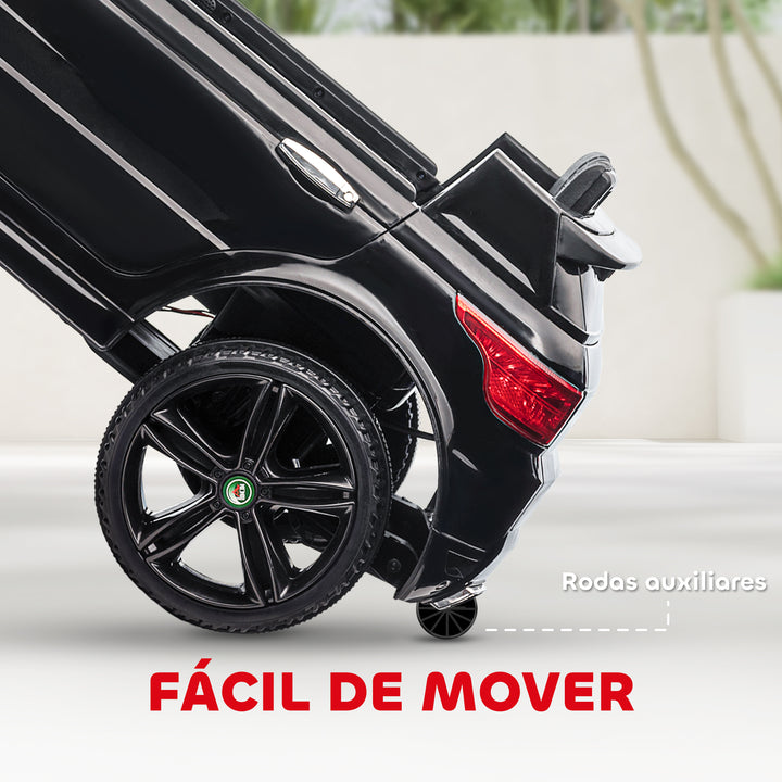 Carro Elétrico SUV para Crianças de 3-6 Anos Carro de Bateria 12V com 2 Motores Controlo Remoto Faróis Buzina Bluetooth Música USB e Abertura de Porta 3-5km/h 110x68x52cm Preto