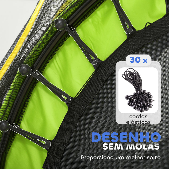 Trampolim Infantil Ø140x190 cm Trampolim para Crianças de 3-6 Anos com Rede de Segurança Carga 45 kg para Interior Verde