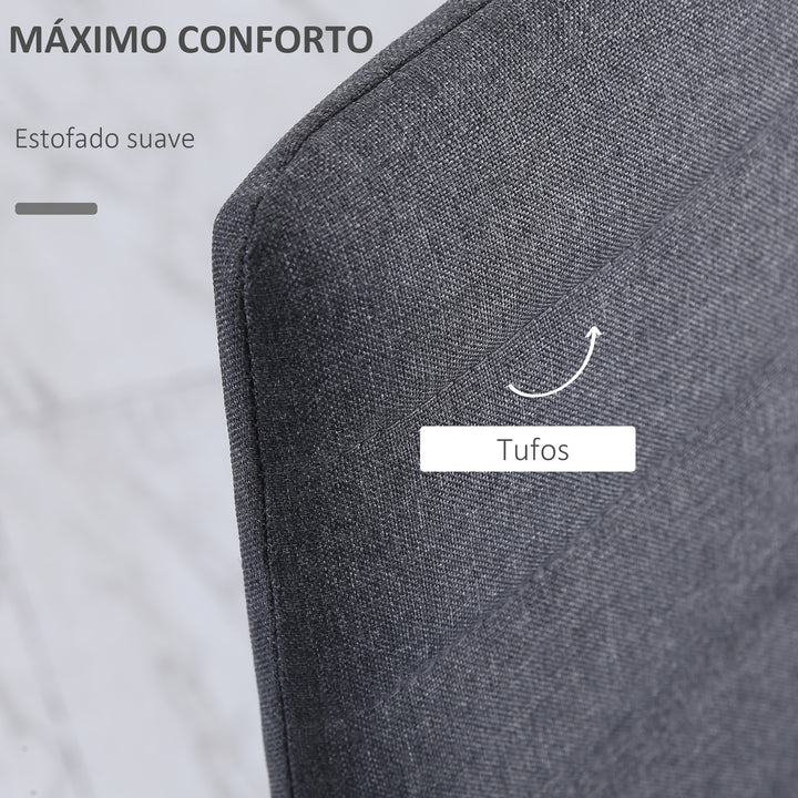 Conjunto de 4 Cadeiras de Sala de Jantar Estofadas em Linho e Pés de Metal Cadeiras Modernas para Cozinha Carga Máxima 120kg 41x50x97cm Cinza