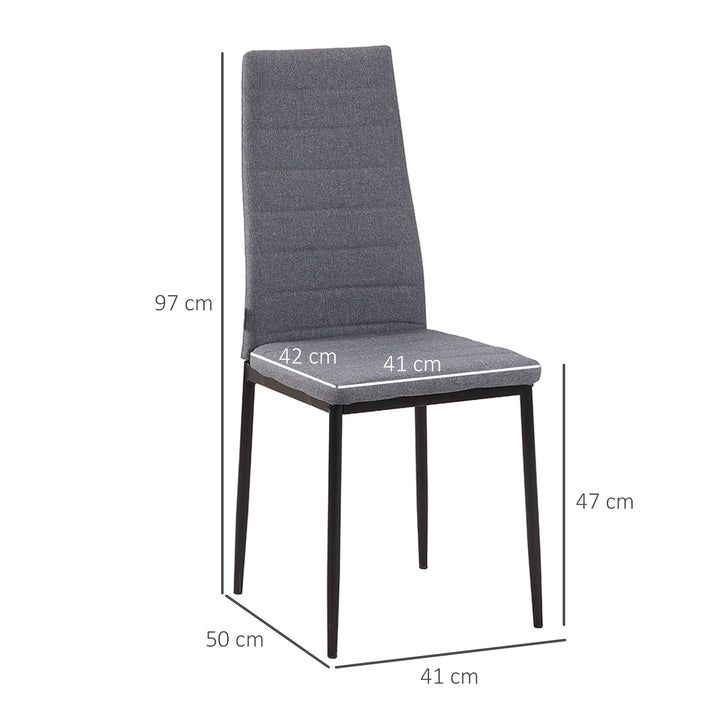 Conjunto de 4 Cadeiras de Sala de Jantar Estofadas em Linho e Pés de Metal Cadeiras Modernas para Cozinha Carga Máxima 120kg 41x50x97cm Cinza