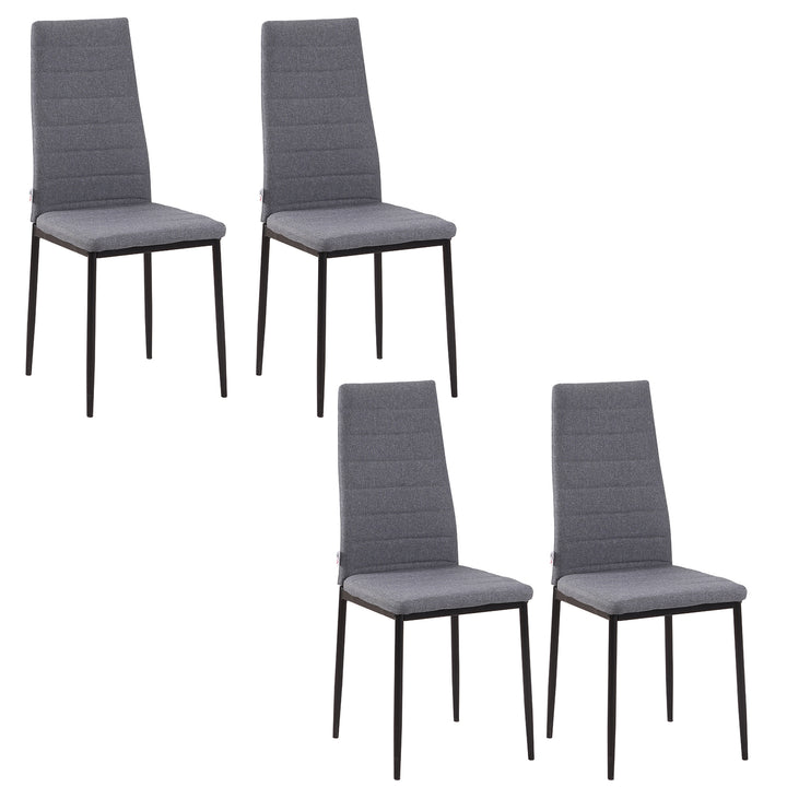 Conjunto de 4 Cadeiras de Sala de Jantar Estofadas em Linho e Pés de Metal Cadeiras Modernas para Cozinha Carga Máxima 120kg 41x50x97cm Cinza