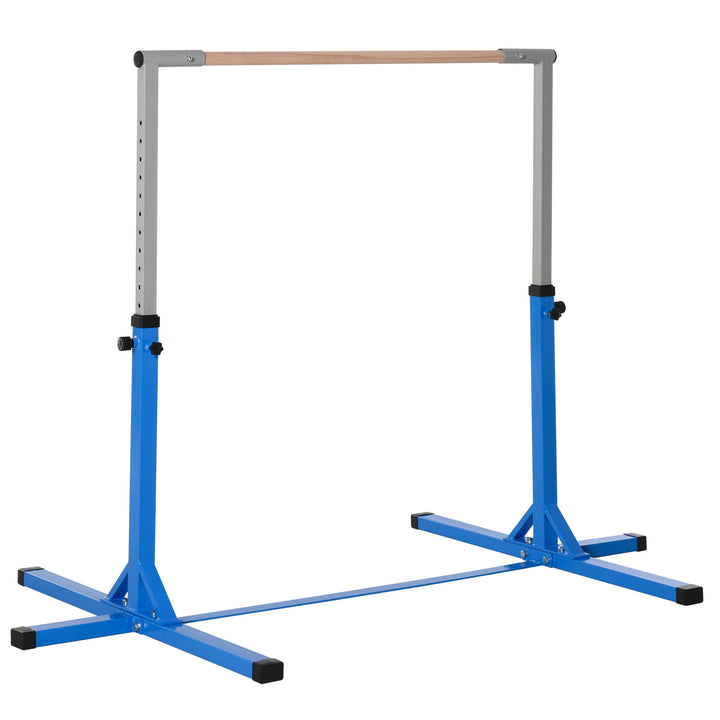 Barra de Ginástica para Crianças acima de 3 Anos Barra de Treino com Altura Ajustável 92-150 cm Barra Horizontal de Ginástica Carga 75 kg 194x121x150 cm Azul