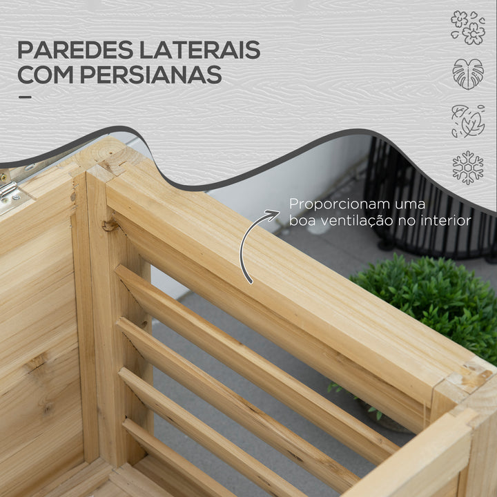 Baú de Jardim Carga 155L Baú de Armazenamento Exterior de Madeira com Tampa de Metal Galvanizado e Desenho em Ripas para Jardim Varanda 110x50x50 cm Madeira