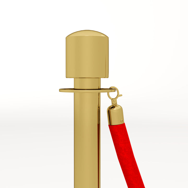 Conjunto de 2 Postes Separadores em Aço Inoxidável Barreiras de Segurança com Corda de Veludo Vermelho de 1,5 m e Base Preenchível com Água, para Teatro Festa Casamento Dourado