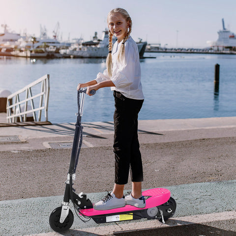 Trotinete Eléctrico Tipo Scooter com Guiador Ajustável – Cor Rosa - 81.5x37x96cm