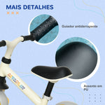 Bicicleta sem Pedais para Crianças de 18-48 Meses Bicicleta de Equilíbrio com Assento Ajustável em Altura Carga 25 kg 66,5x34x47 cm Branco