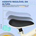 Bicicleta sem Pedais para Crianças de 18-48 Meses Bicicleta de Equilíbrio com Assento Ajustável em Altura Carga 25 kg 66,5x34x47 cm Branco